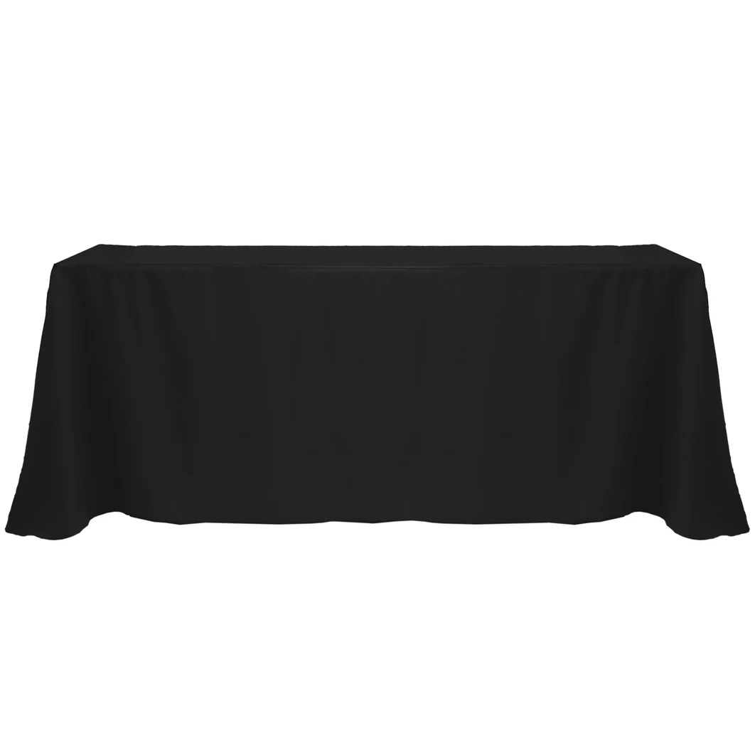 90"x156" Black Polyester Tablecloth
