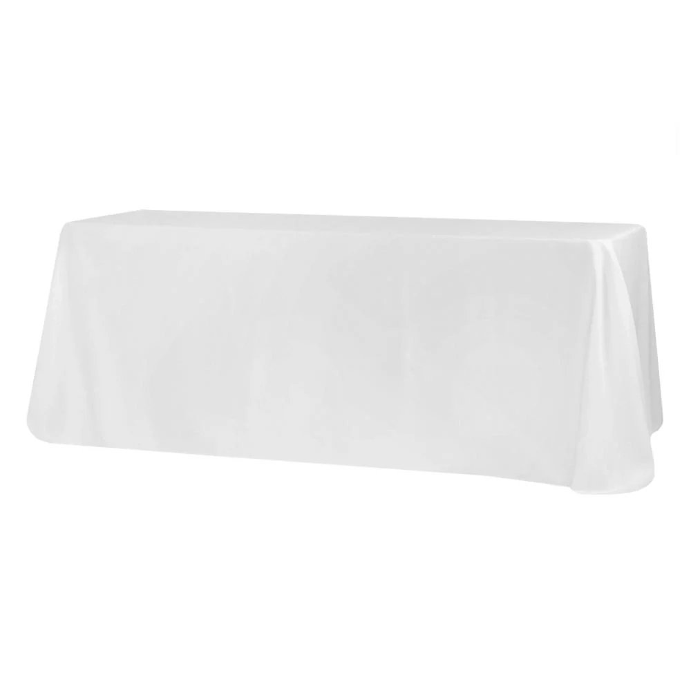 90"x132" White Polyester Tablecloth
